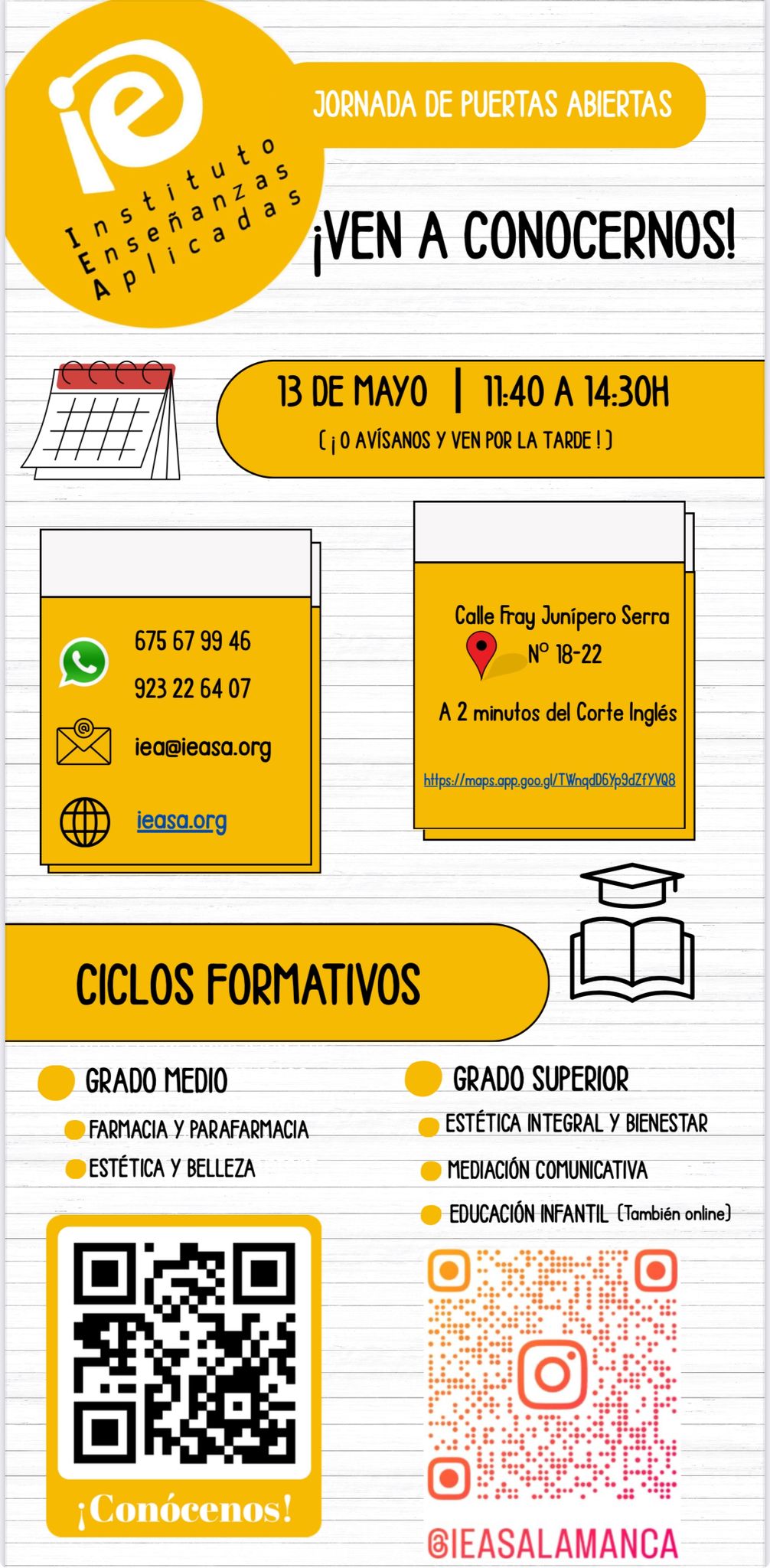 Jornada de Puertas Abiertas el próximo 13 de mayo 2025